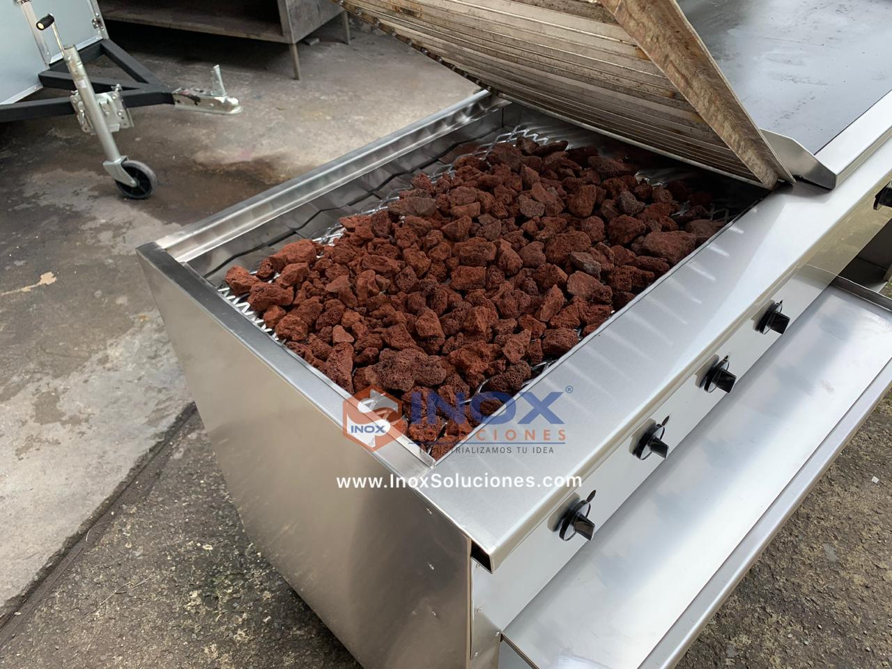 Estufa multifuncional en acero inoxidable 304/AISI 2-1 grill con piedras volcánicas - Imagen 3