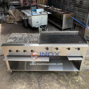 Estufa multifuncional en acero inoxidable 304/AISI 2-1 grill con piedras volcánicas