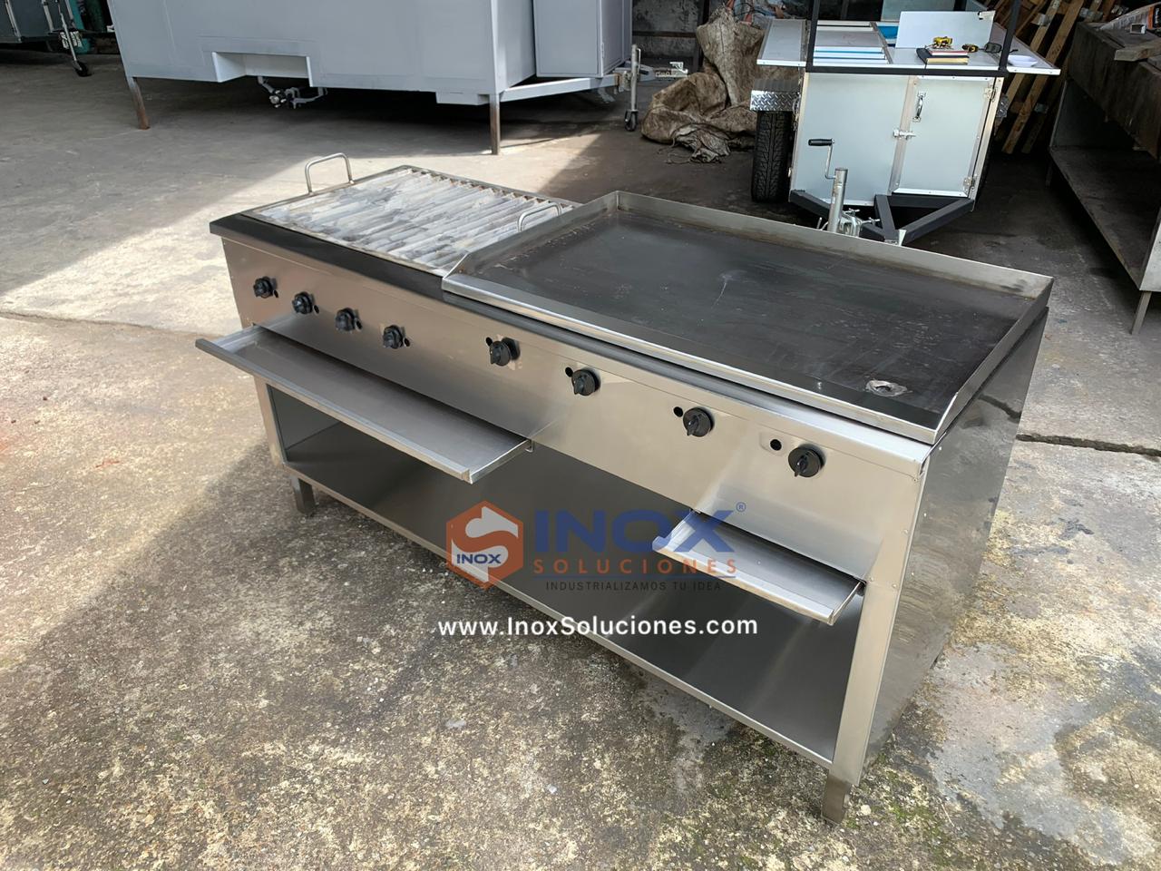 Estufa multifuncional en acero inoxidable 304/AISI 2-1 grill con piedras volcánicas - Imagen 5