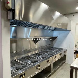 Campana extractora en acero inoxidable 304/AISI área caliente para restaurantes