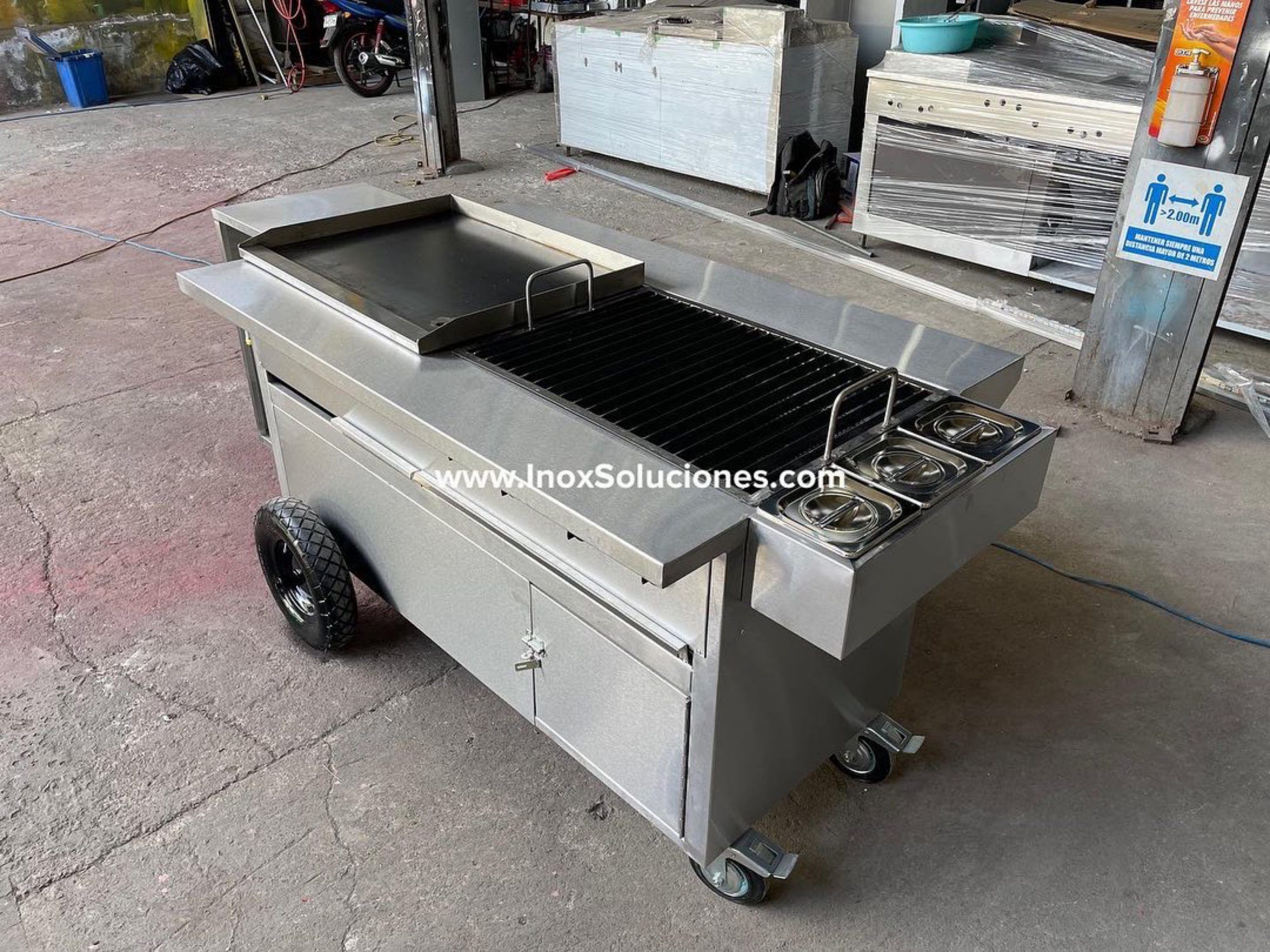 Carretilla tipo empuje sin techo en acero inoxidable 304/ AISI - Imagen 4