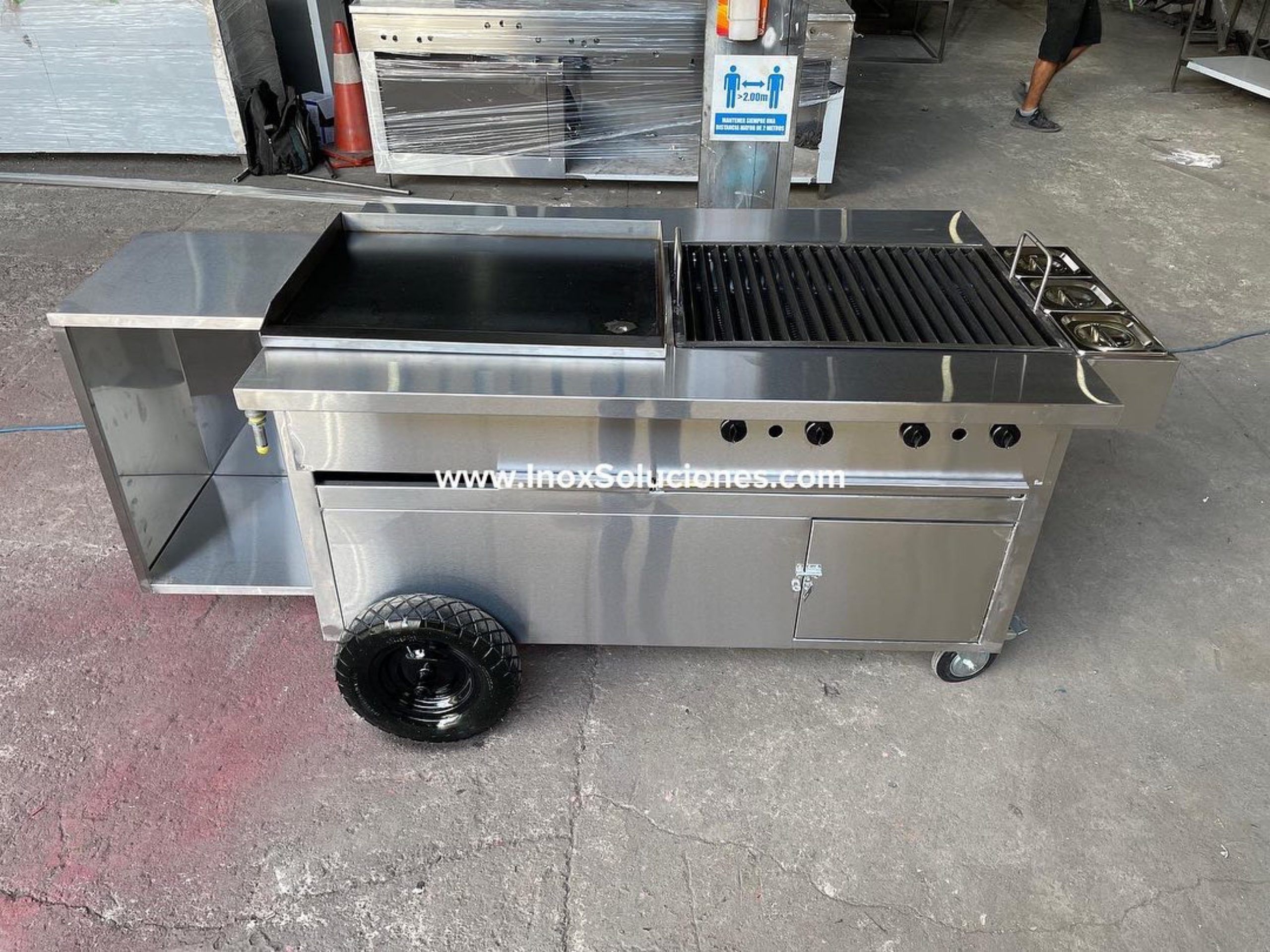 Carretilla tipo empuje sin techo en acero inoxidable 304/ AISI - Imagen 5