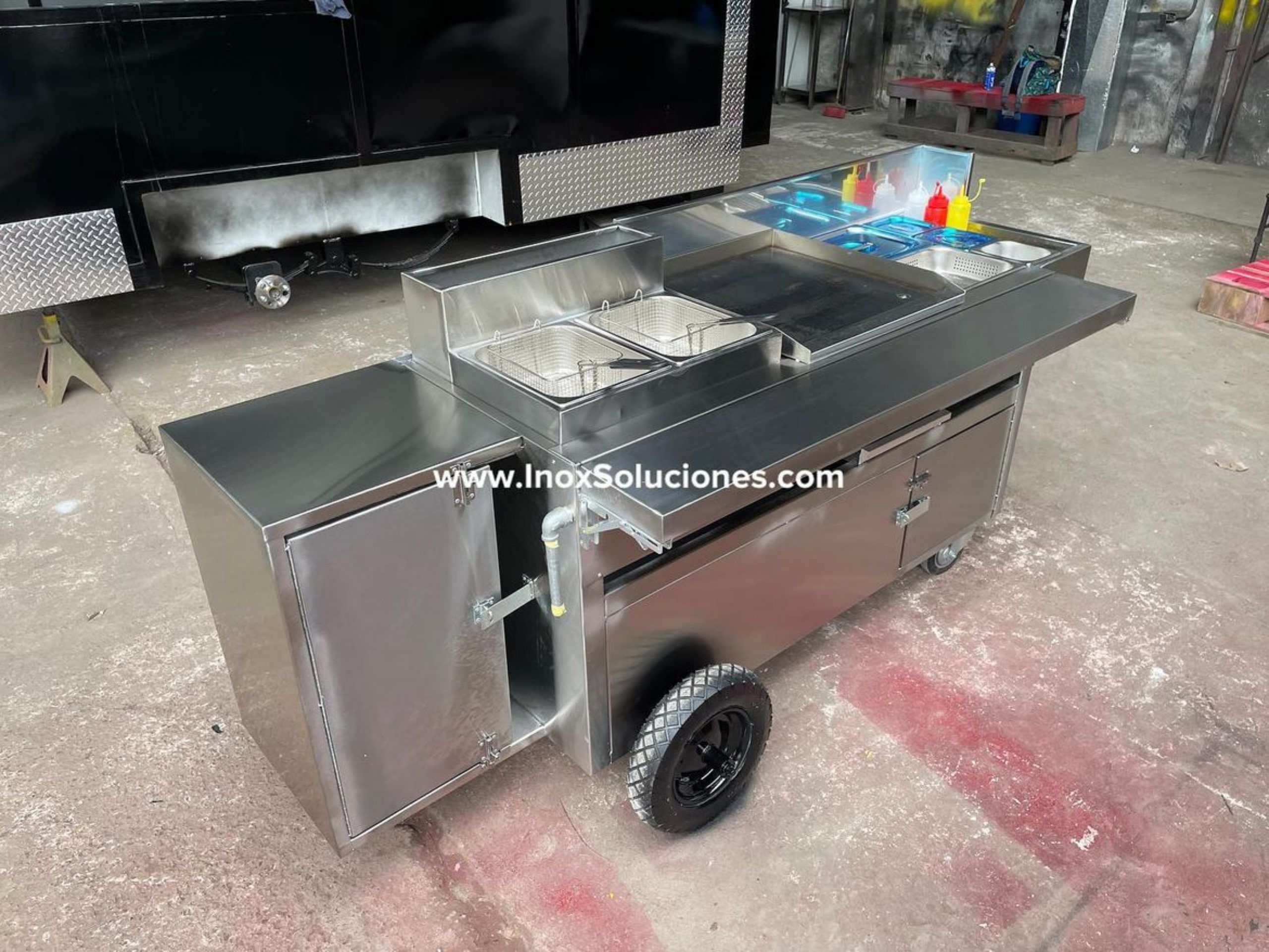 Carretilla tipo empuje sin techo en acero inoxidable 304/ AISI - Imagen 2