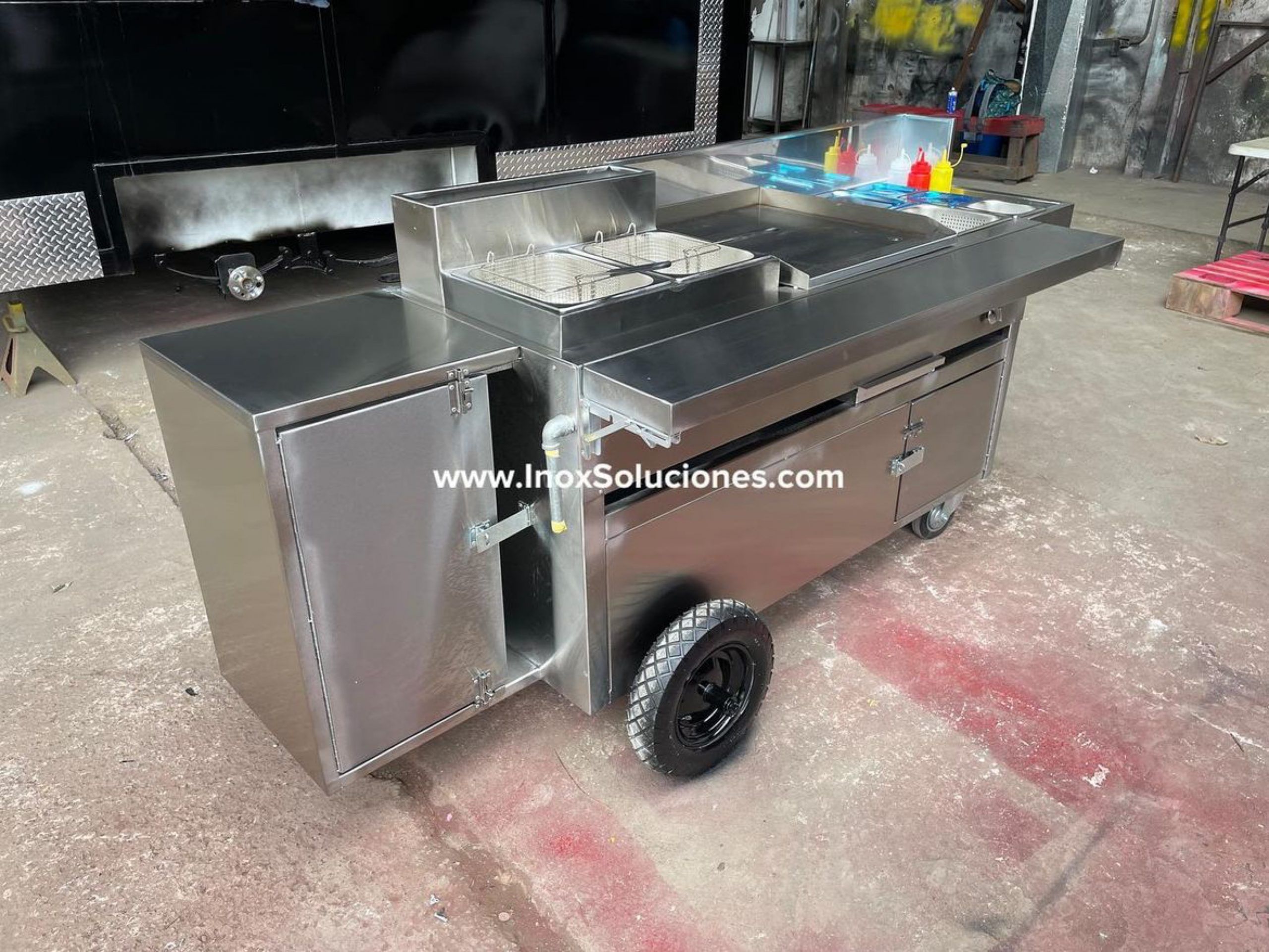 Carretilla tipo empuje sin techo en acero inoxidable 304/ AISI - Imagen 4