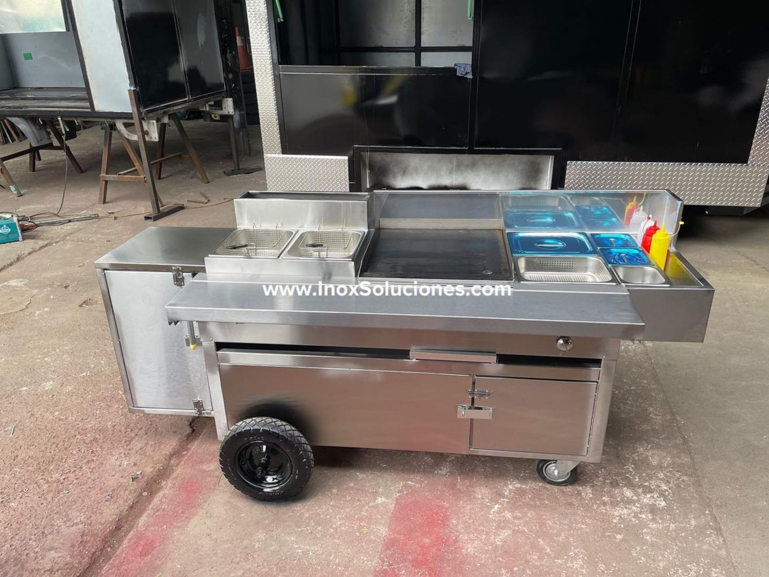 Carretilla tipo empuje sin techo en acero inoxidable 304/ AISI - Imagen 5