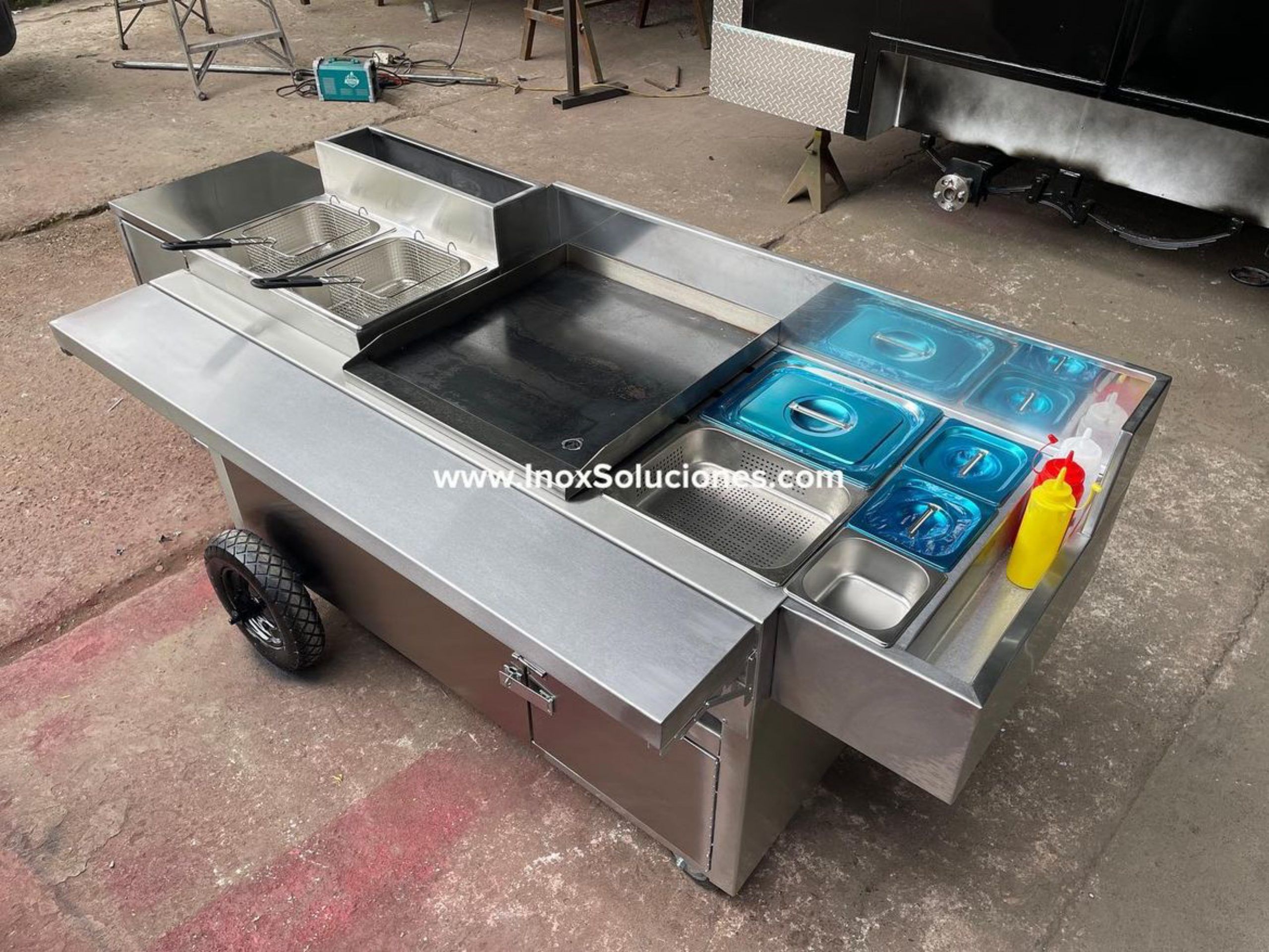 Carretilla tipo empuje sin techo en acero inoxidable 304/ AISI - Imagen 6