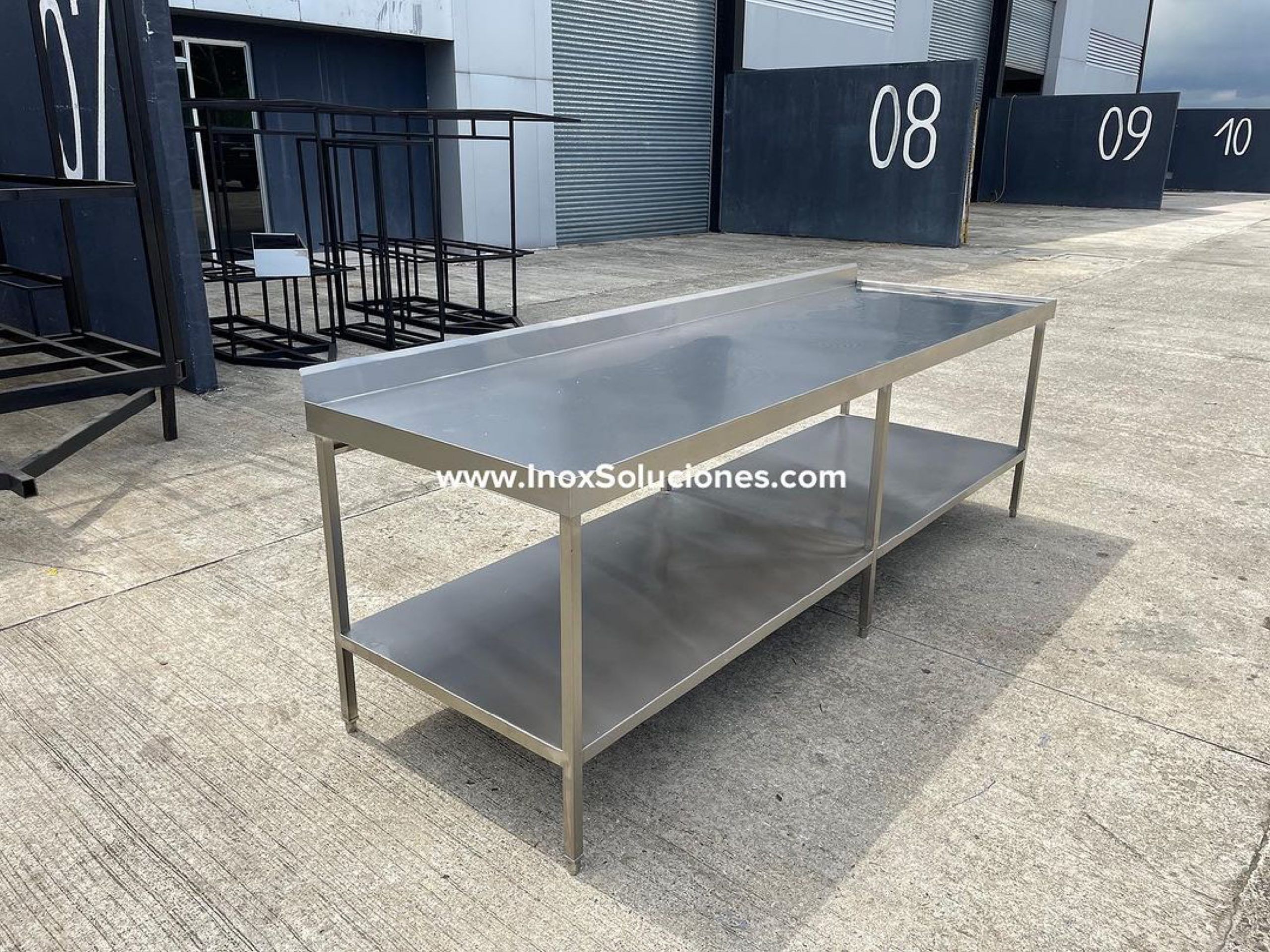 Mesa de trabajo doble paño reforzada en acero inoxidable 304 AISI - Imagen 2